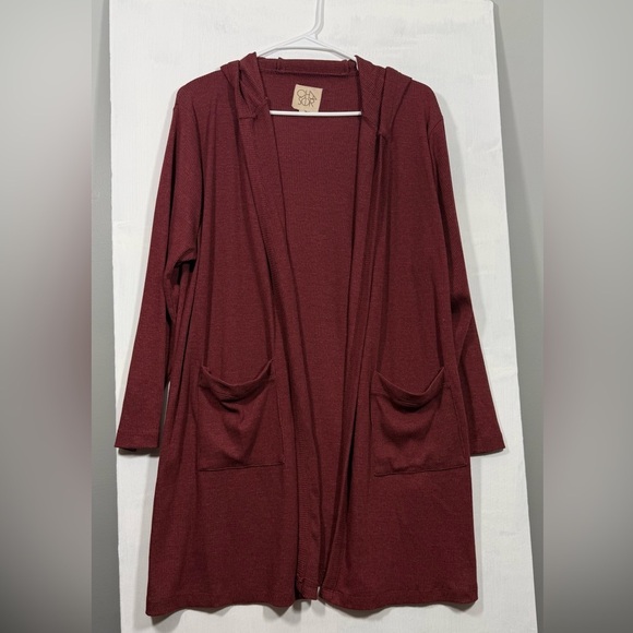 Chaser Sweaters - Chaser Size 1x Burgundy Women's Cardigan
